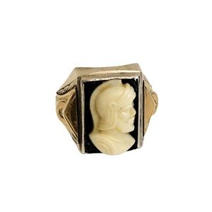 Antique Victorian Sterling & Gold Cameo Men’s Ring